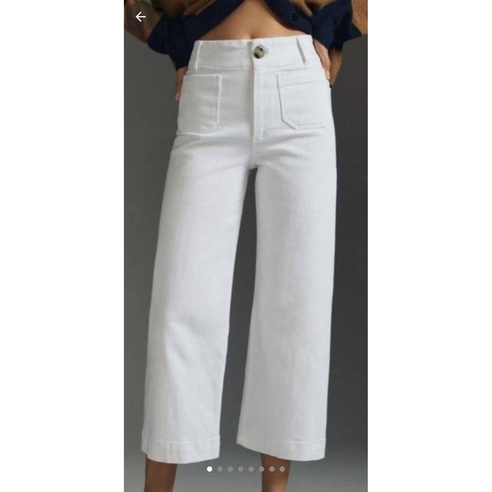 Pilcro The Skipper Jeans Size 29 White Wide Leg Cropped Denim Front Pocket